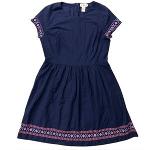 Vineyard Vines Women’s 100% Cotton Blue Pink Embroidered Fit n Flare Dress Sz 12